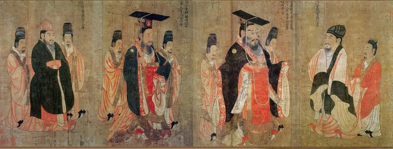 《历代帝王图》(局部),唐·阎立本(传),绢本设色,纵51.3厘米,横531厘米,现藏波士顿美术博物馆,收录于《中国历代绘画大系·先秦汉唐画全集》第1册。