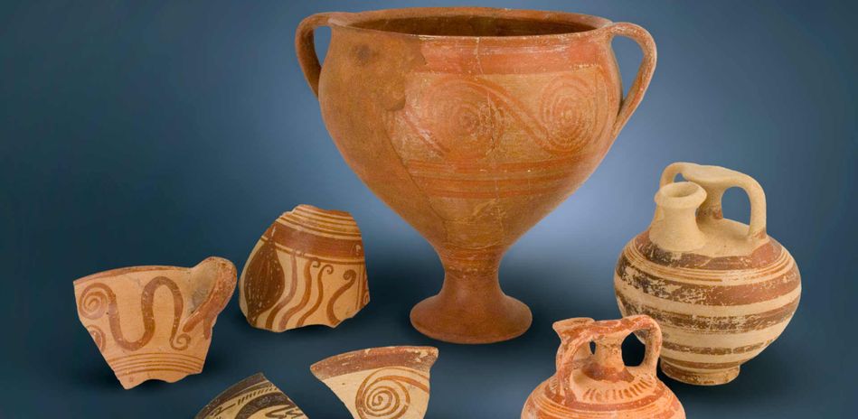 特洛伊出土的迈锡尼式陶瓷器皿，青铜时代晚期，公元前1700年至1180年 ©柏林国立博物馆