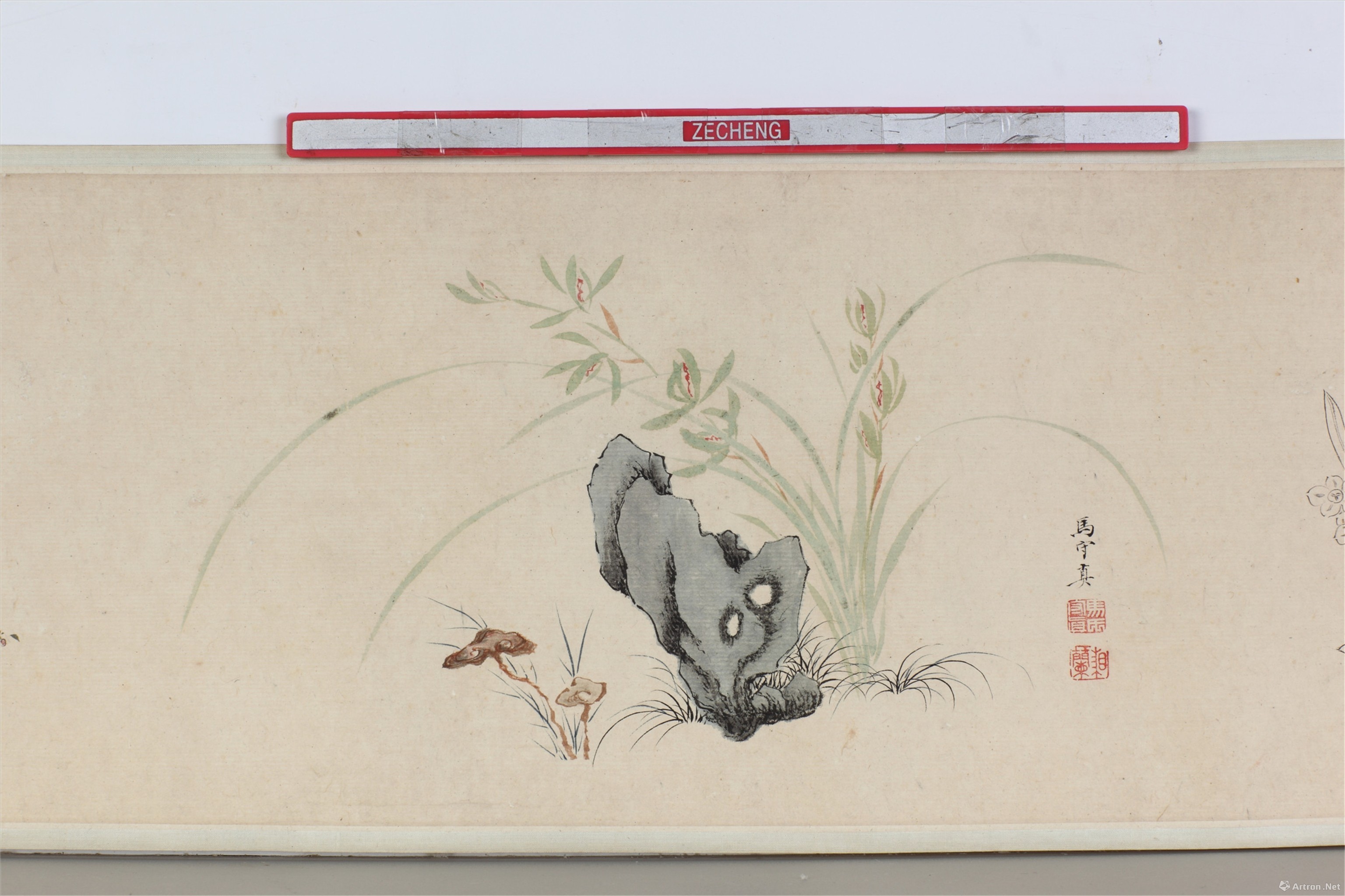明马守真等四人合作花卉图卷局部