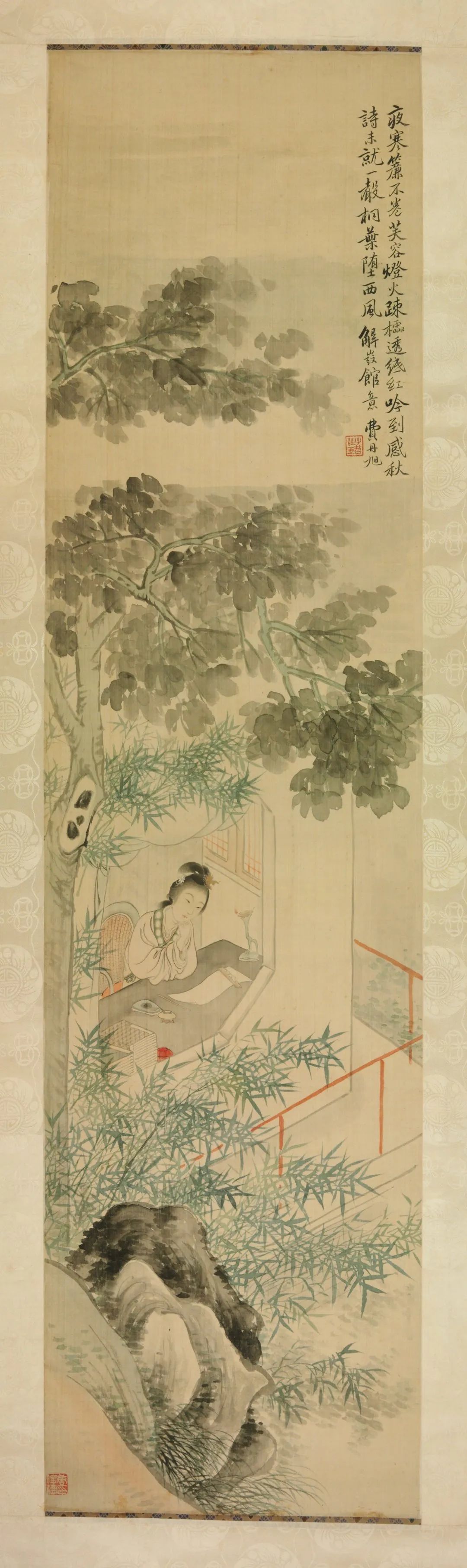 清·费丹旭·四季美女图 绢本设色 126×32厘米×4 湖南省博物馆藏