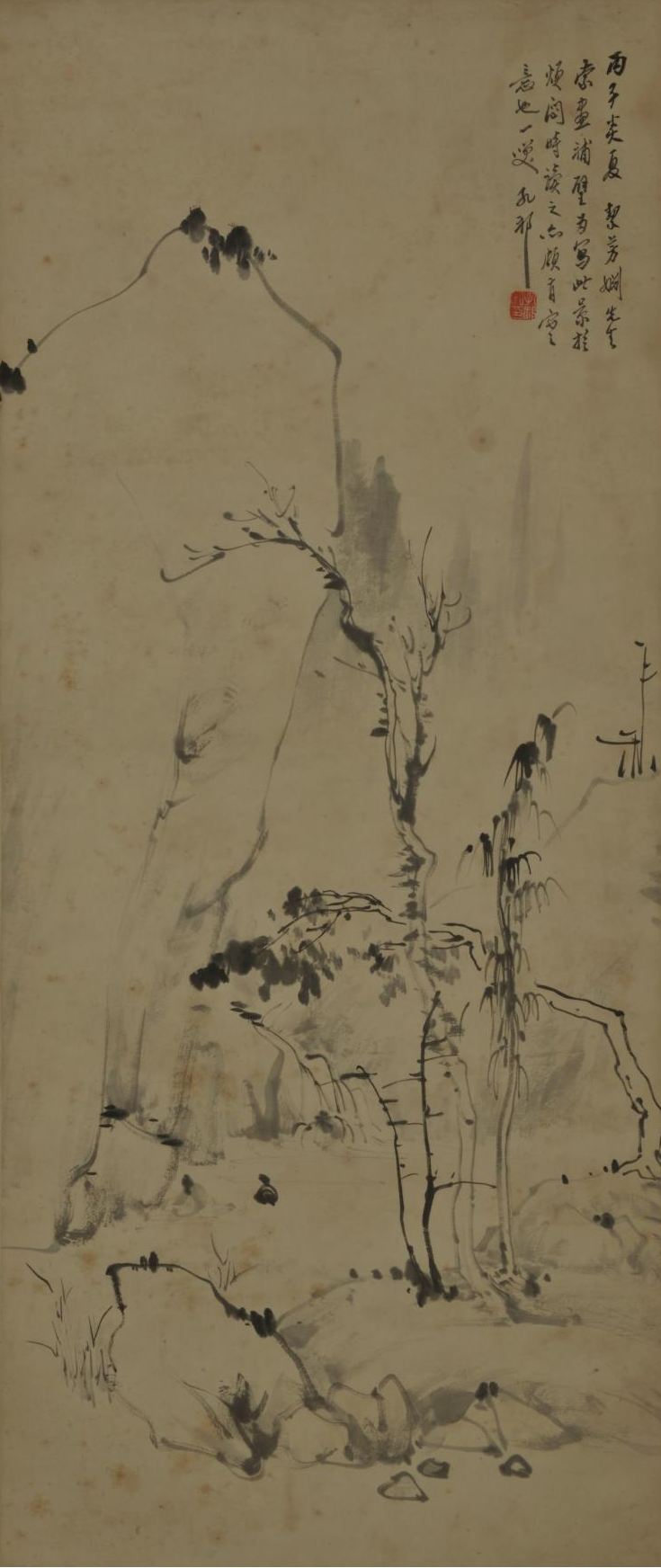  《空谷疏树图》 汪采白   纸本立轴  1936年  安徽博物院藏
