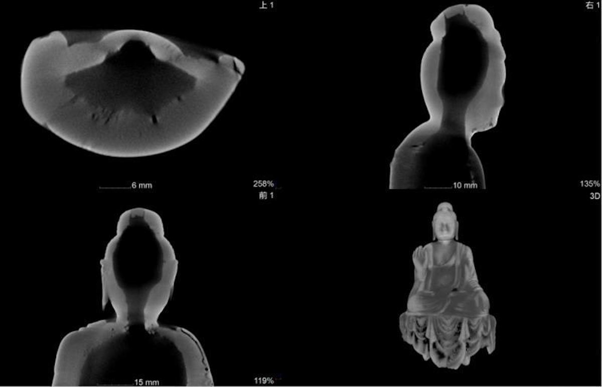 图4 释迦佛鎏金铜坐像X-CT图