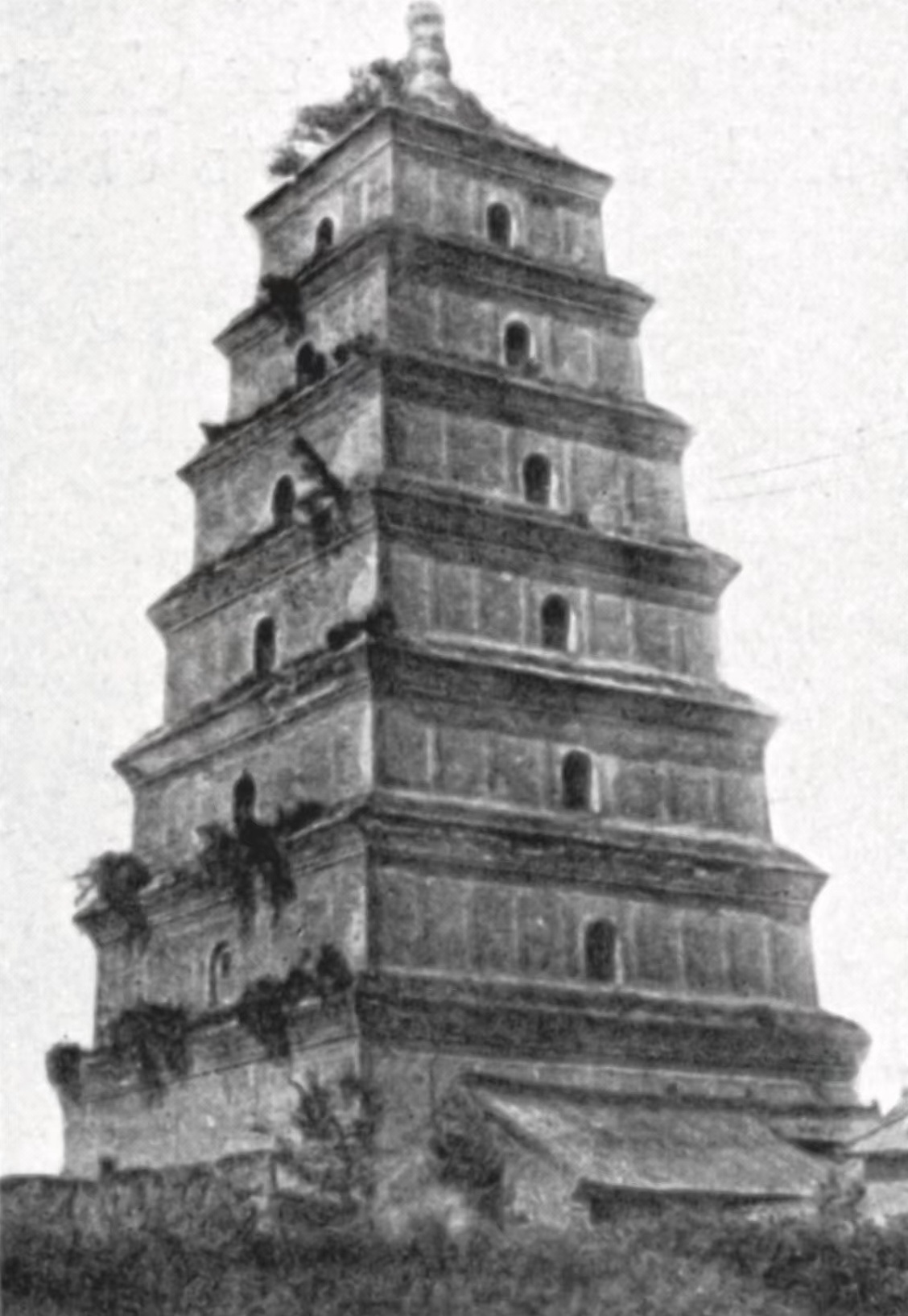 大雁塔 位于西安(来自:沙畹《华北考古记》)