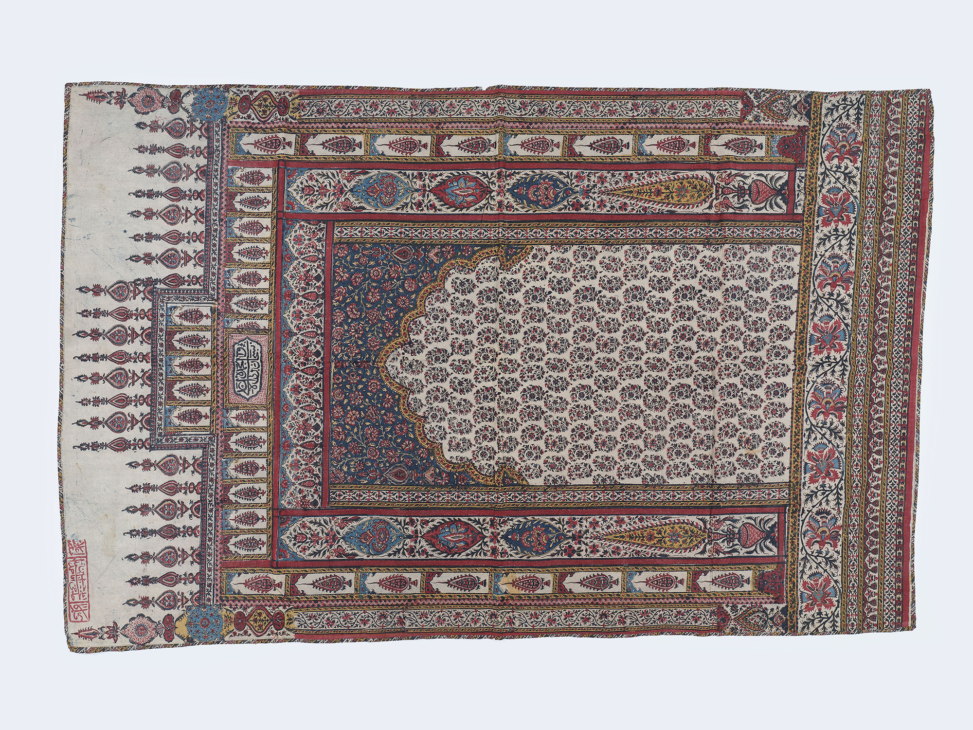 19世纪上半叶 绘染棉布挂饰或地垫 印度东南海岸默苏利珀德姆 （外销伊朗市场）