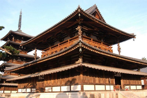 在奈良县的法隆寺地区，约有48座佛教建筑