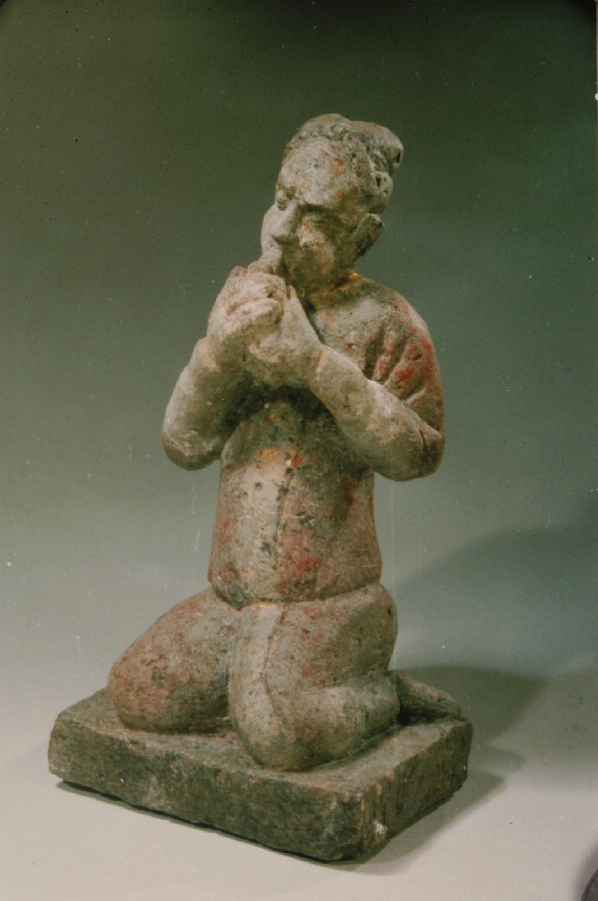 Z1675 隋贴金彩绘执贝蠡乐伎俑 石.jpg